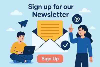 Newsletter signup illustration for h1testcengaver