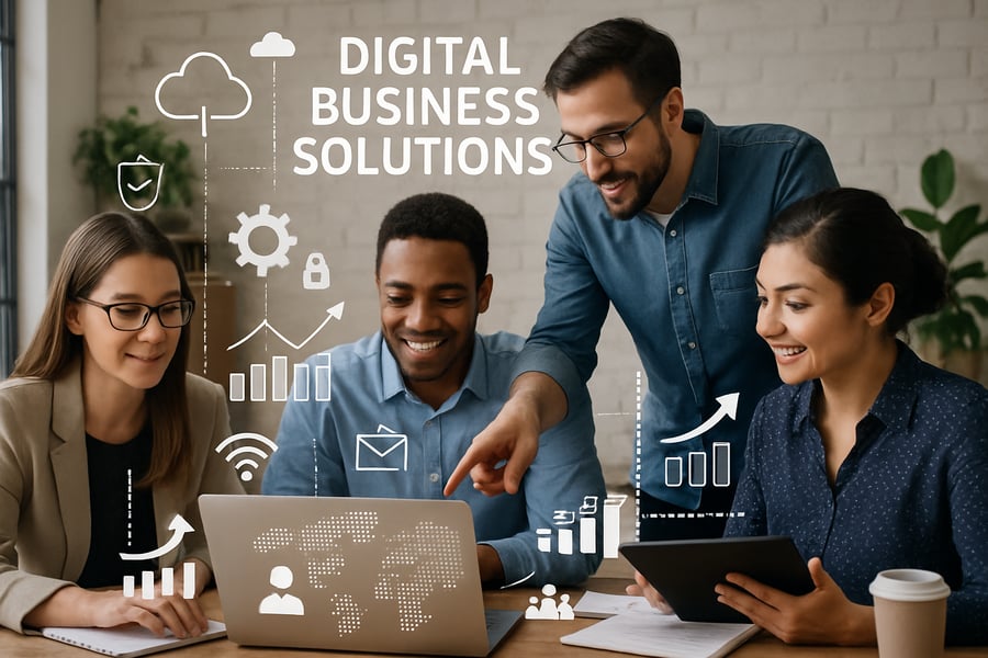 Team collaborating on digital business solutions